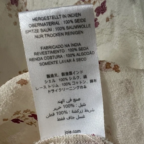 Joie Joleta 100% Silk, Floral Print Embroidered Lace Trim Blouse / Top XS - Picture 6 of 11
